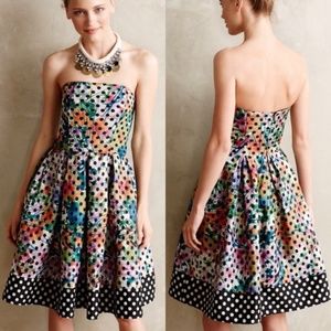 Anthropologie Corey Lynn Calter Strapless Polka Dot Floral Mini Dress 4*